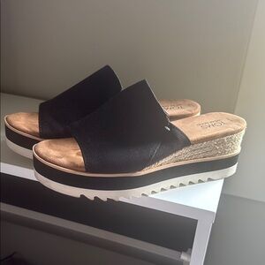 Toms Black Espadrille Wedge Sandals